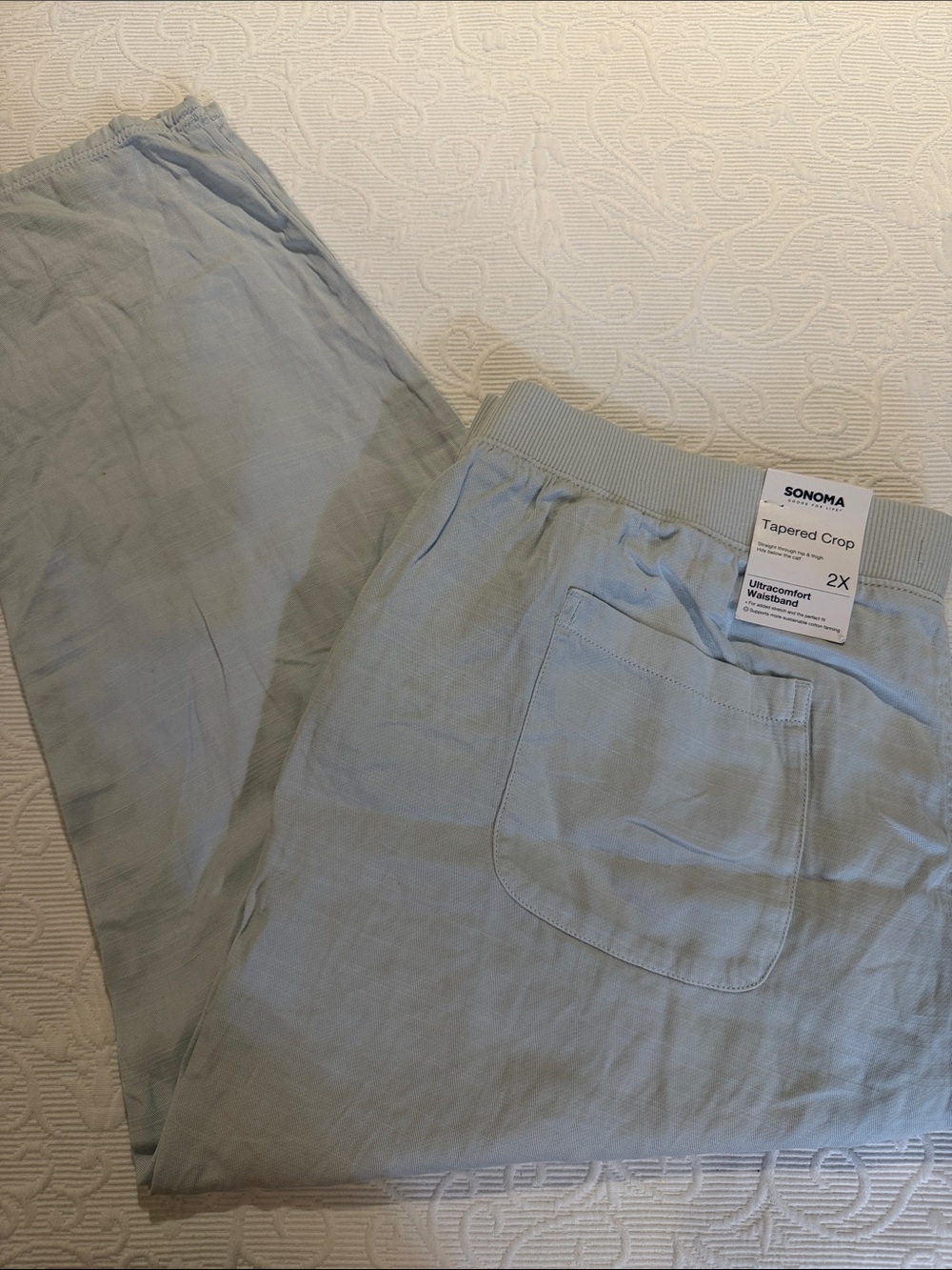 Sonoma Light Blue Tapered Linen Blend Crop Pants - Women's 2X. NWT